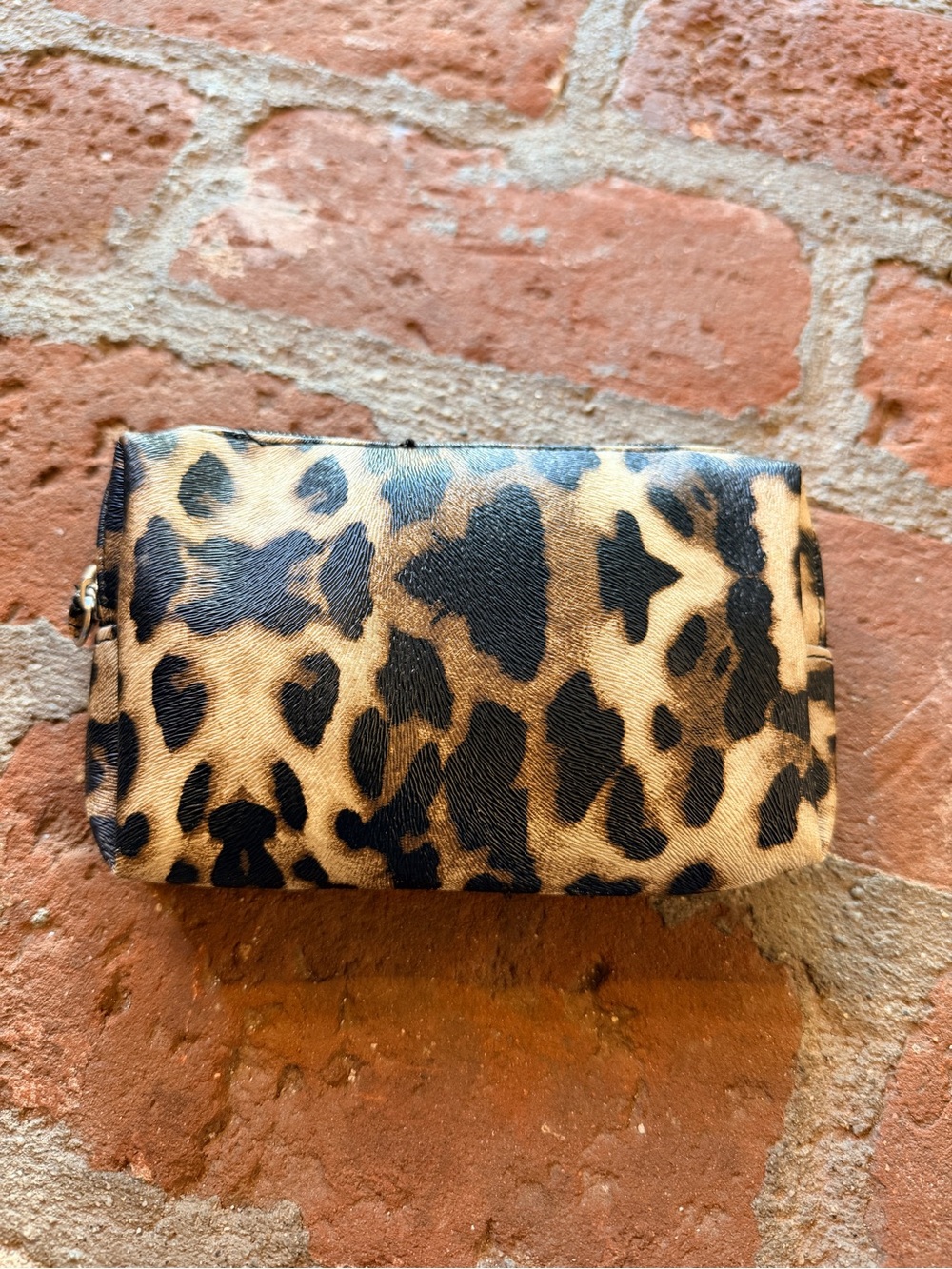 London SOHO Leopard Print Makeup Bag Clutch Brown/Black - Picture 2 of 11